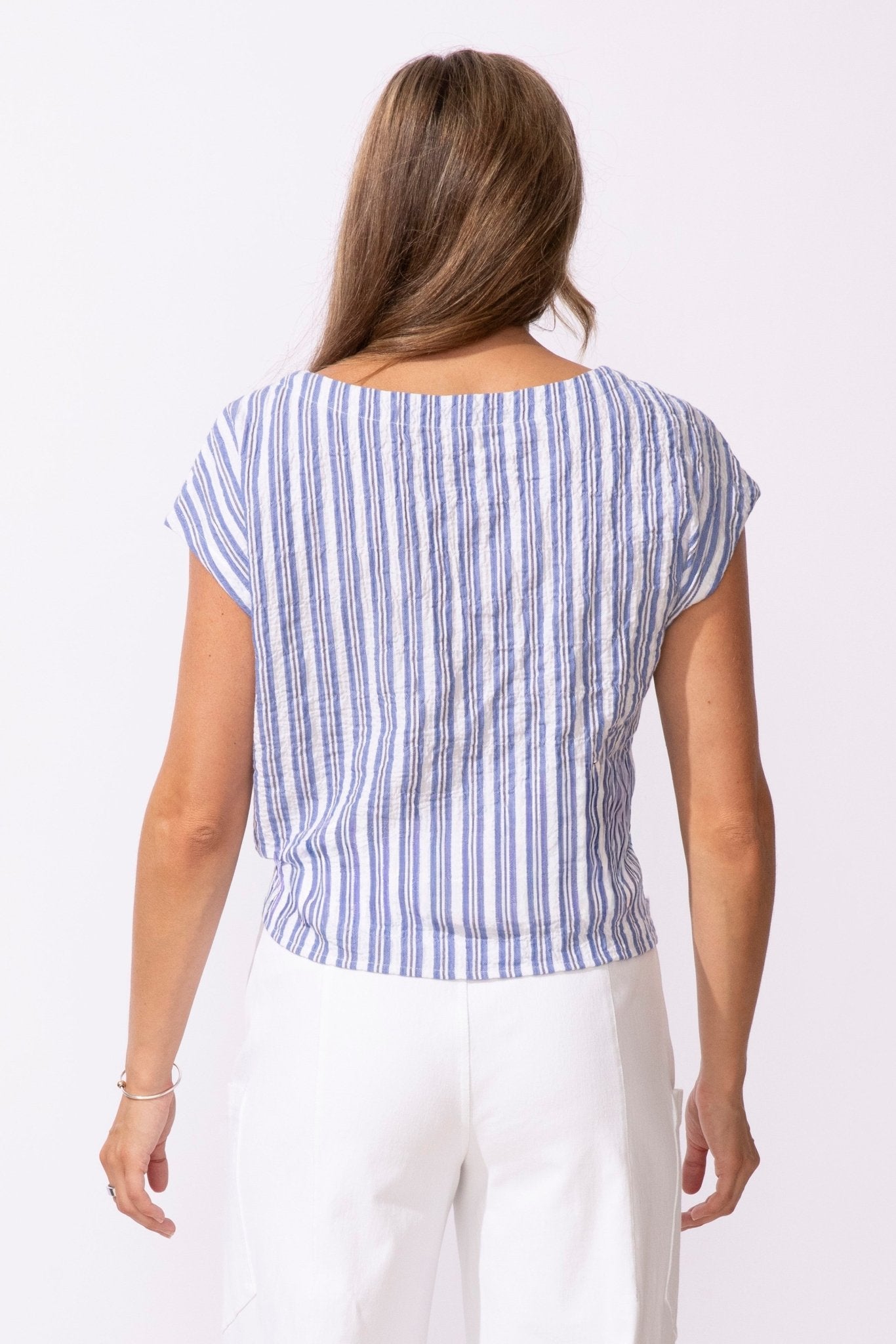 Seaport Stripe Tie Front Top - Habitat - 194451652762 - Sugar River Shoppe - 