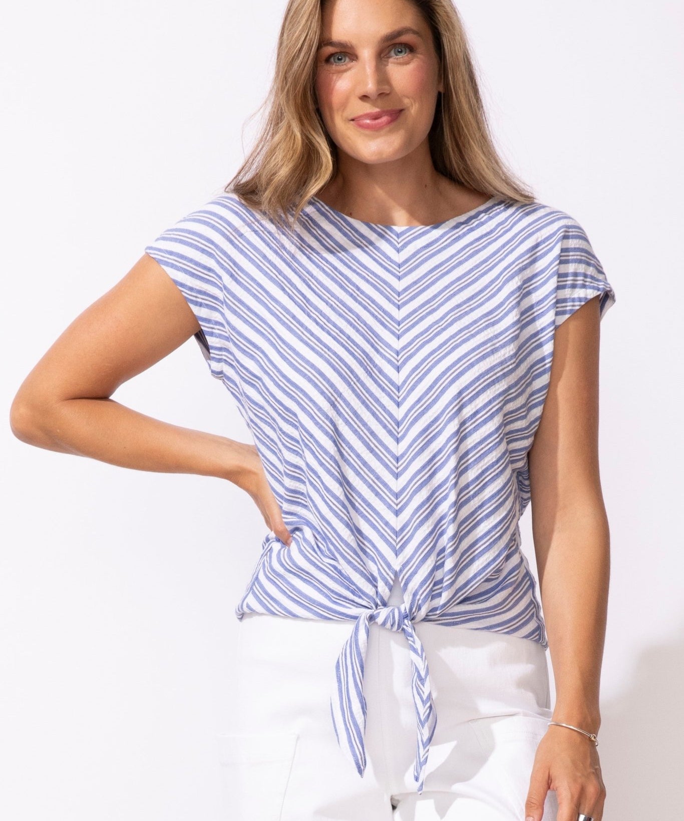 Seaport Stripe Tie Front Top - Habitat - 194451652762 - Sugar River Shoppe - 