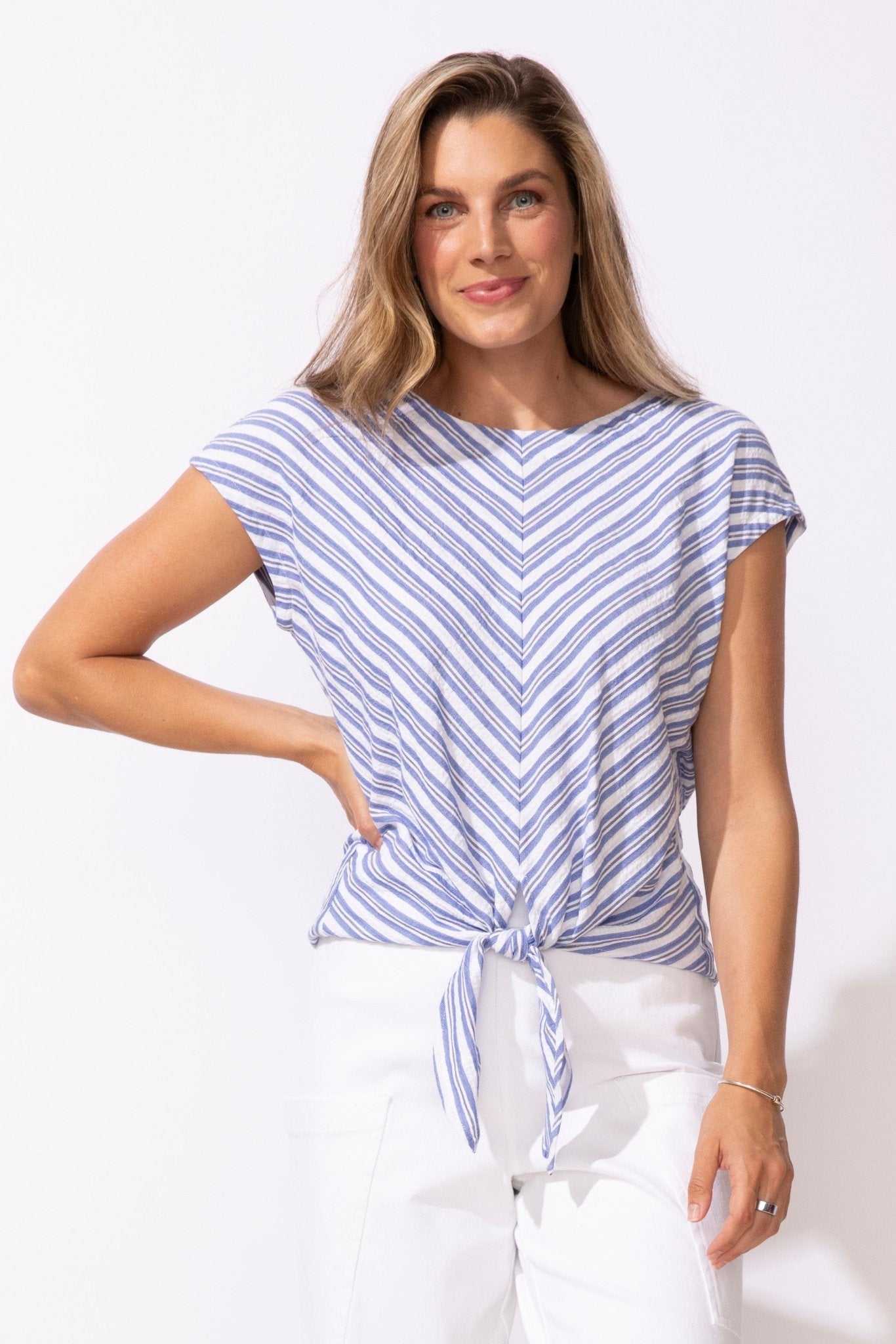 Seaport Stripe Tie Front Top - Habitat - 194451652762 - Sugar River Shoppe - 