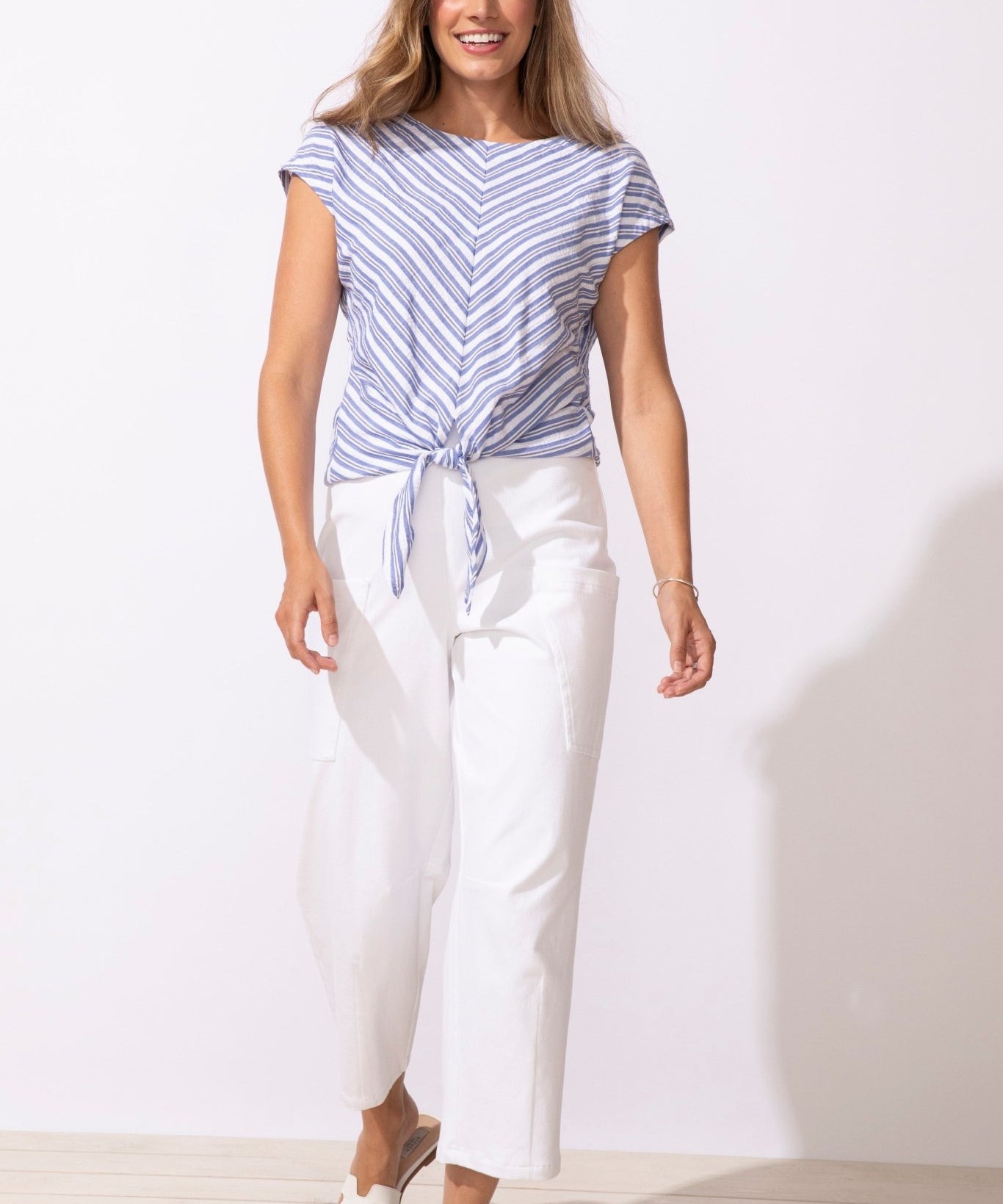 Seaport Stripe Tie Front Top - Habitat - 194451652762 - Sugar River Shoppe - 