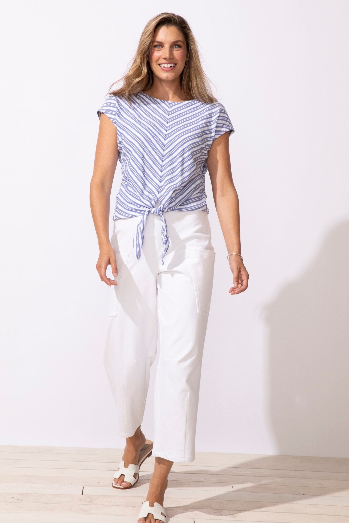 Seaport Stripe Tie Front Top - Habitat - 194451652762 - Sugar River Shoppe - 