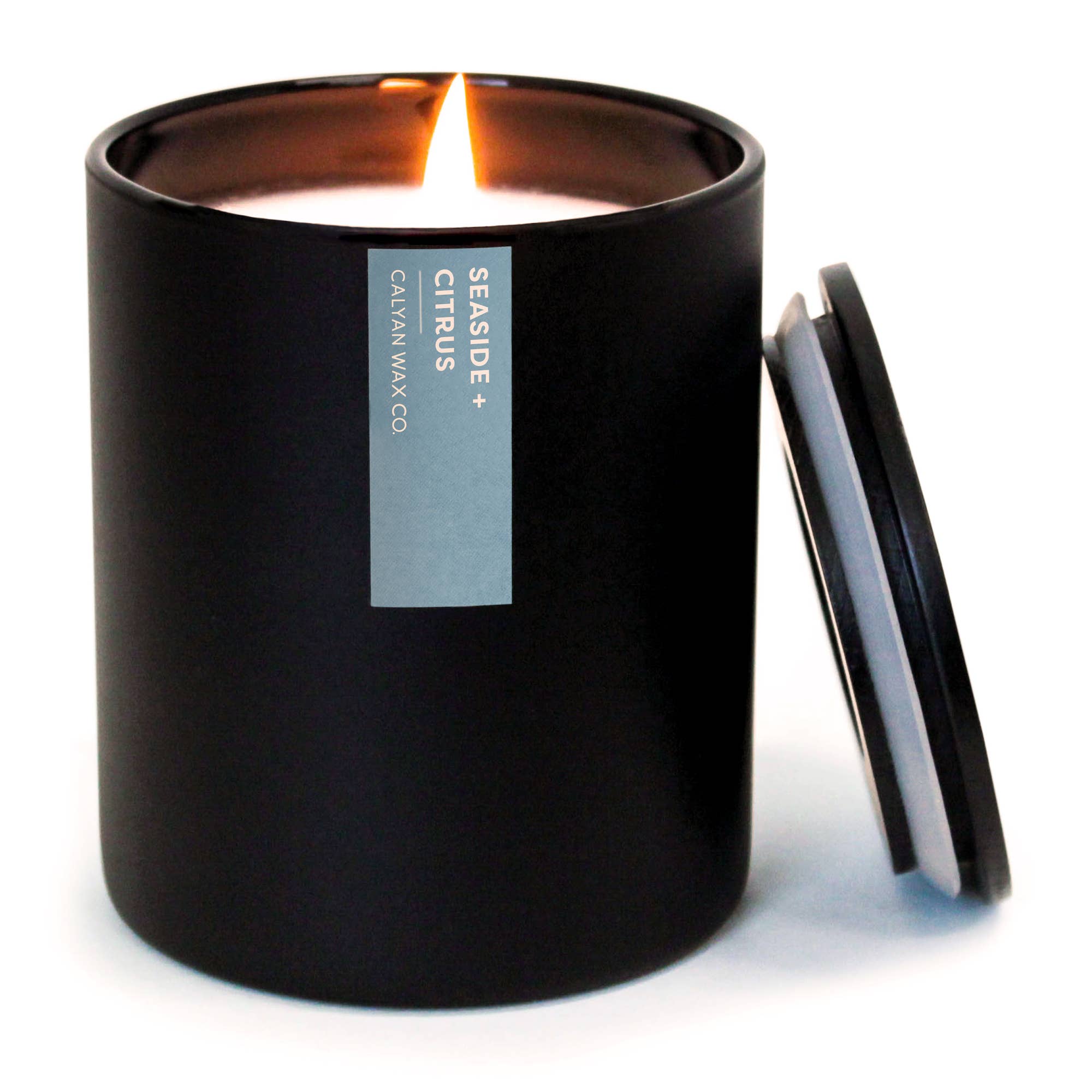 Seaside + Citrus Matte Black Glass Tumbler Soy Candle - Calyan Wax Co. - 856207008796 - Sugar River Shoppe - 