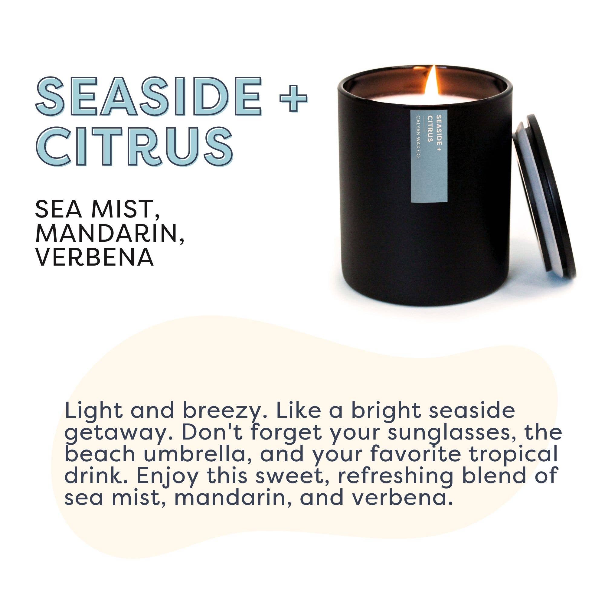 Seaside + Citrus Matte Black Glass Tumbler Soy Candle - Calyan Wax Co. - 856207008796 - Sugar River Shoppe - 