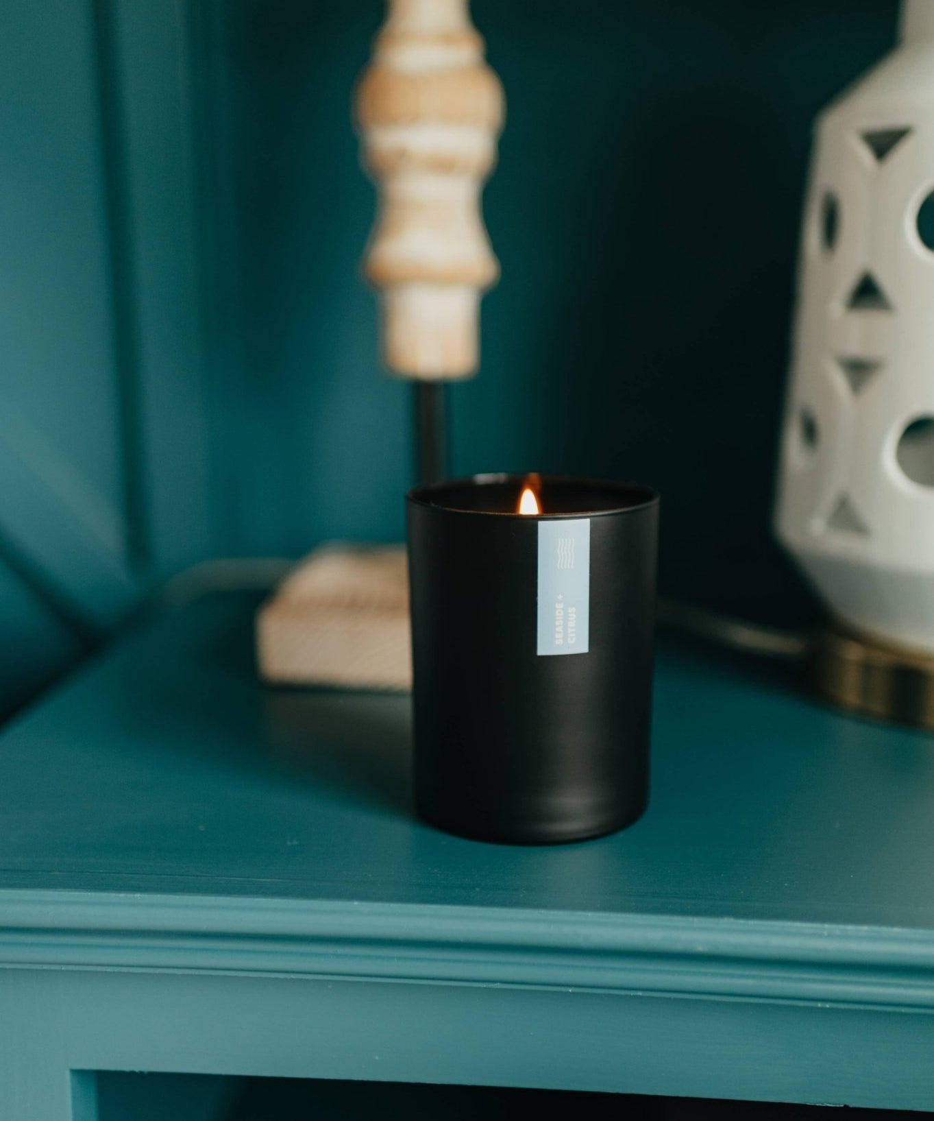 Seaside + Citrus Matte Black Glass Tumbler Soy Candle - Calyan Wax Co. - 856207008796 - Sugar River Shoppe - 