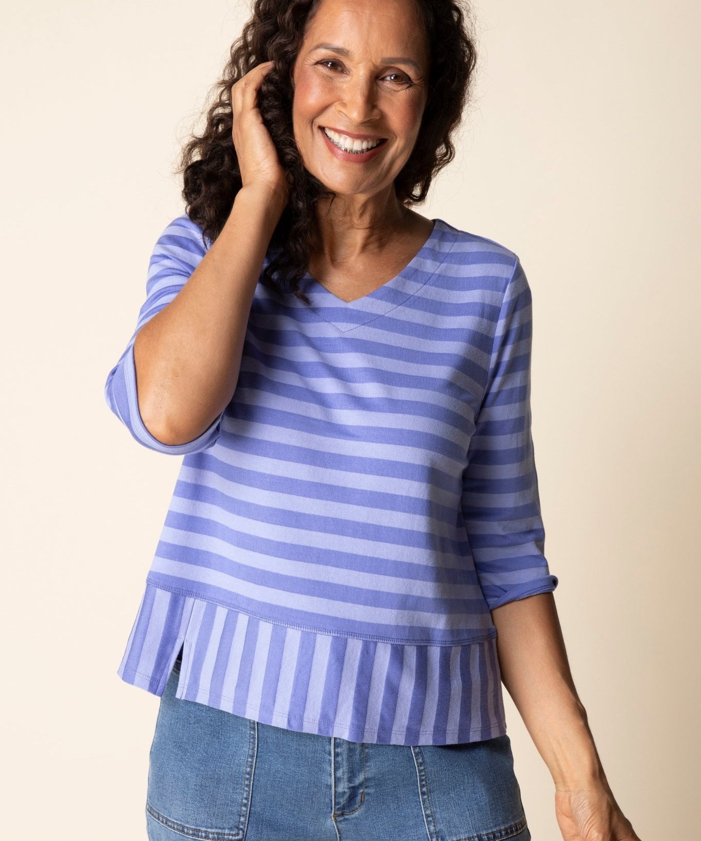 Shadow Stripe Elbow Sleeve Top - Habitat - 194451686453 - Sugar River Shoppe - 