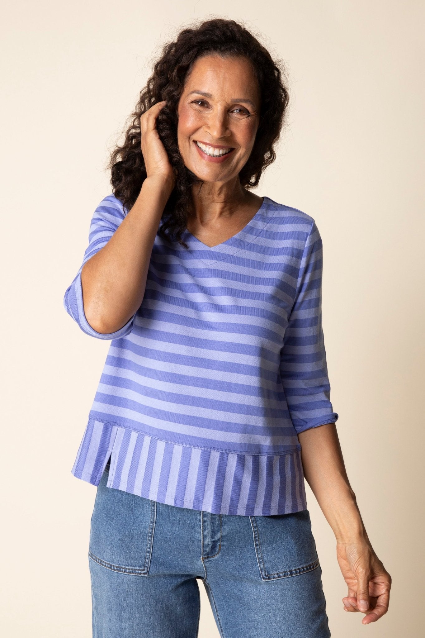 Shadow Stripe Elbow Sleeve Top - Habitat - 194451686453 - Sugar River Shoppe - 