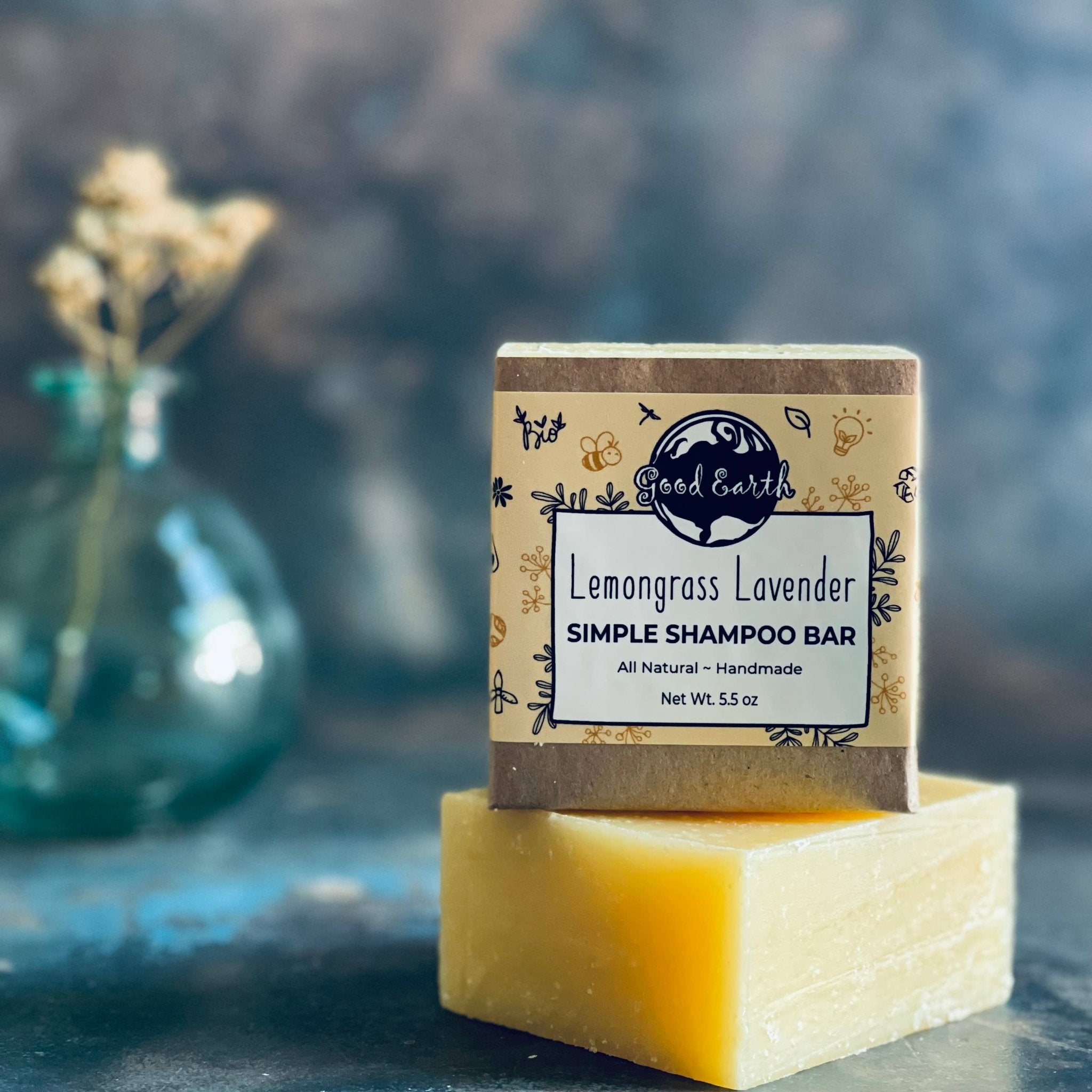 Shampoo Bar - Natural Solid Cleanser for All Hair Types, Nourishing & Gentle - Good Earth Soap - 665570982370 - Sugar River Shoppe - 