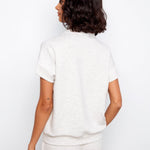 Short Sleeve Half - Zip Collar Top with Blanket Stitch - Charlie B - 690178769443 - Sugar River Shoppe - 