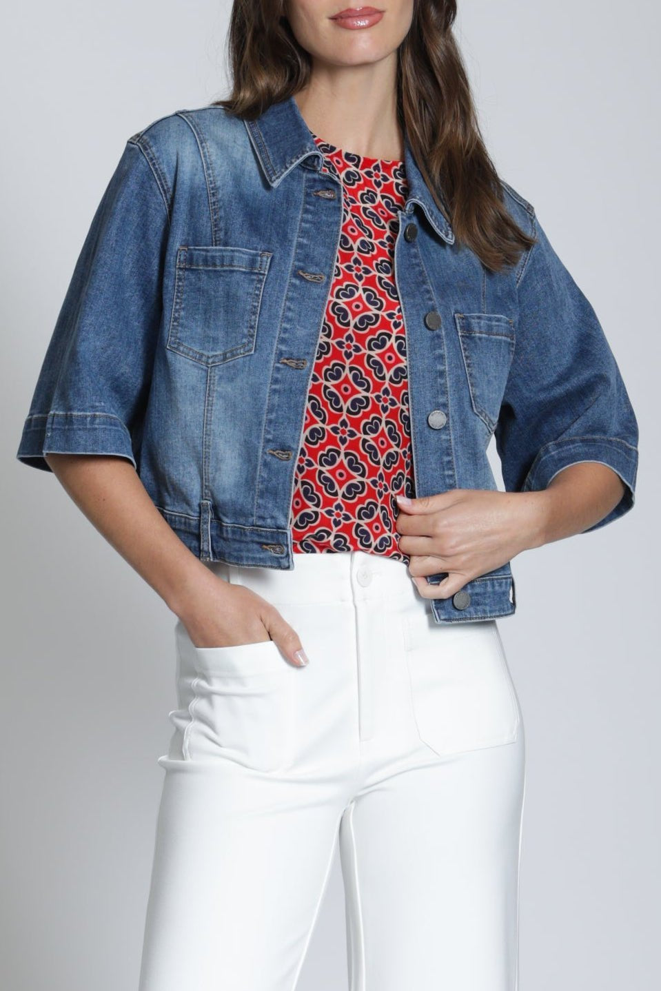 Short Sleeve Jean Jacket - APNY - 605258300324 - Sugar River Shoppe - 