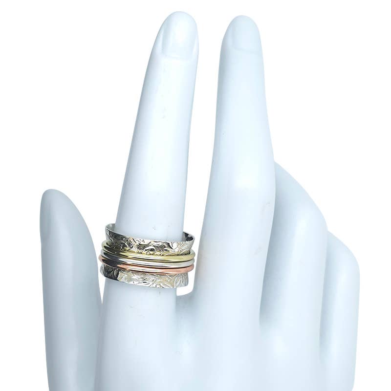 Silver, Brass And Copper Spinner Anxiety Ring - Amberman - 90086696 - Sugar River Shoppe - 
