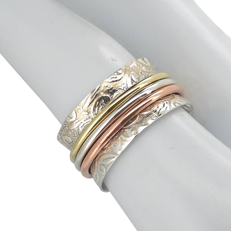 Silver, Brass And Copper Spinner Anxiety Ring - Amberman - 90086696 - Sugar River Shoppe - 