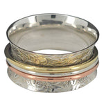Silver, Brass And Copper Spinner Anxiety Ring - Amberman - 90086696 - Sugar River Shoppe - 