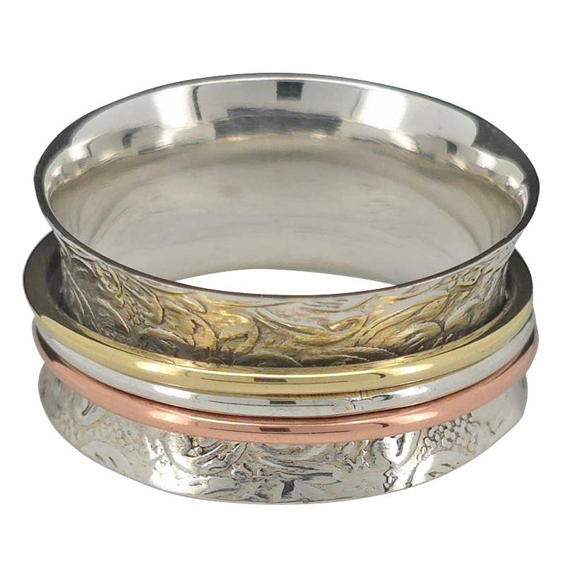 Silver, Brass And Copper Spinner Anxiety Ring - Amberman - 90086696 - Sugar River Shoppe - 