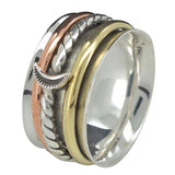 Silver, Brass And Copper Spinner Moon Anxiety Ring - Amberman - 72336424 - Sugar River Shoppe - 