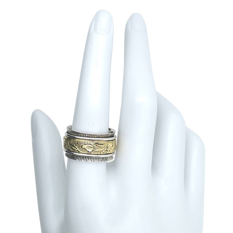Silver Spinner Anxiety Ring With Brass Element - Amberman - 72139816 - Sugar River Shoppe - 