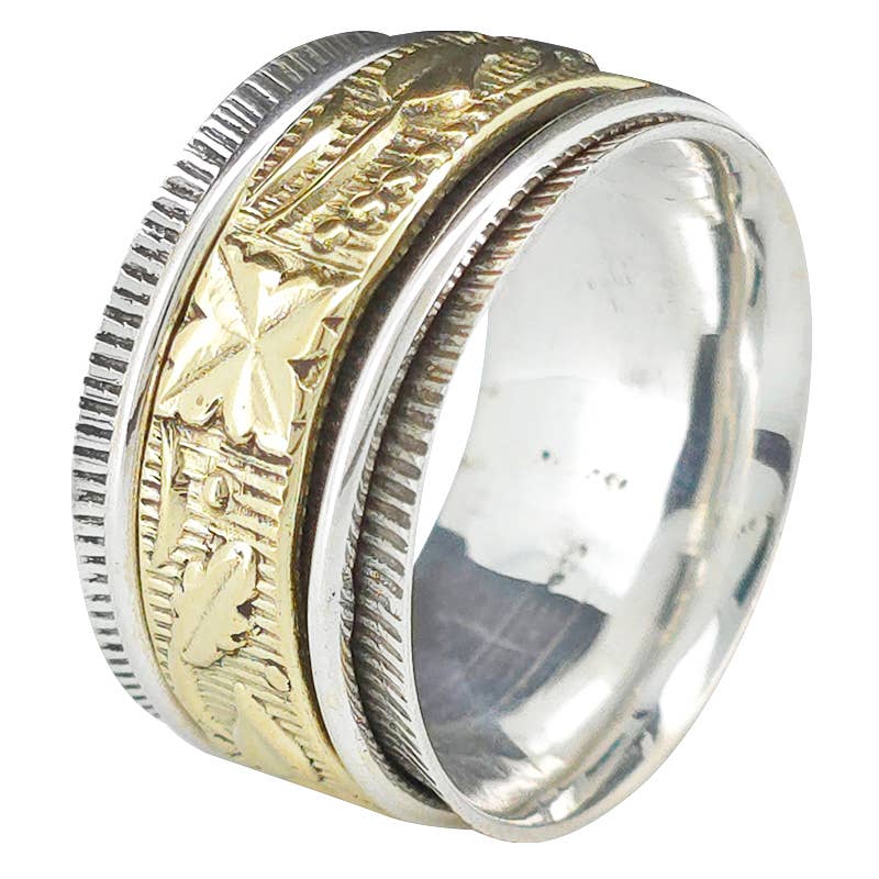 Silver Spinner Anxiety Ring With Brass Element - Amberman - 72139816 - Sugar River Shoppe - 