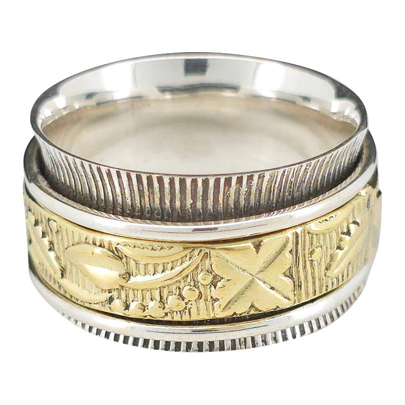 Silver Spinner Anxiety Ring With Brass Element - Amberman - 72139816 - Sugar River Shoppe - 
