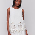 Sleeveless Linen Top with Eyelet Embroidery - Charlie B - 690178589256 - Sugar River Shoppe - 