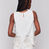 Sleeveless Linen Top with Eyelet Embroidery - Charlie B - 690178589256 - Sugar River Shoppe - 