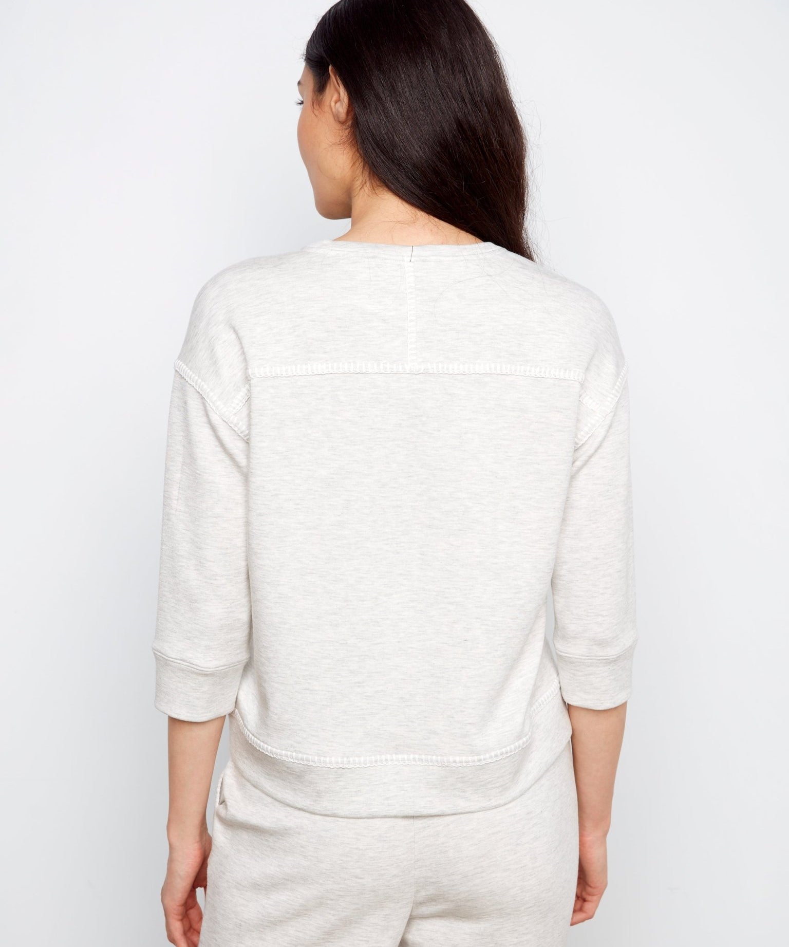 Soft Scuba 3/4 Sleeve Top with Blanket Stitch - Charlie B - 690178769382 - Sugar River Shoppe - 