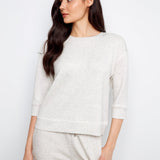 Soft Scuba 3/4 Sleeve Top with Blanket Stitch - Charlie B - 690178769382 - Sugar River Shoppe - 