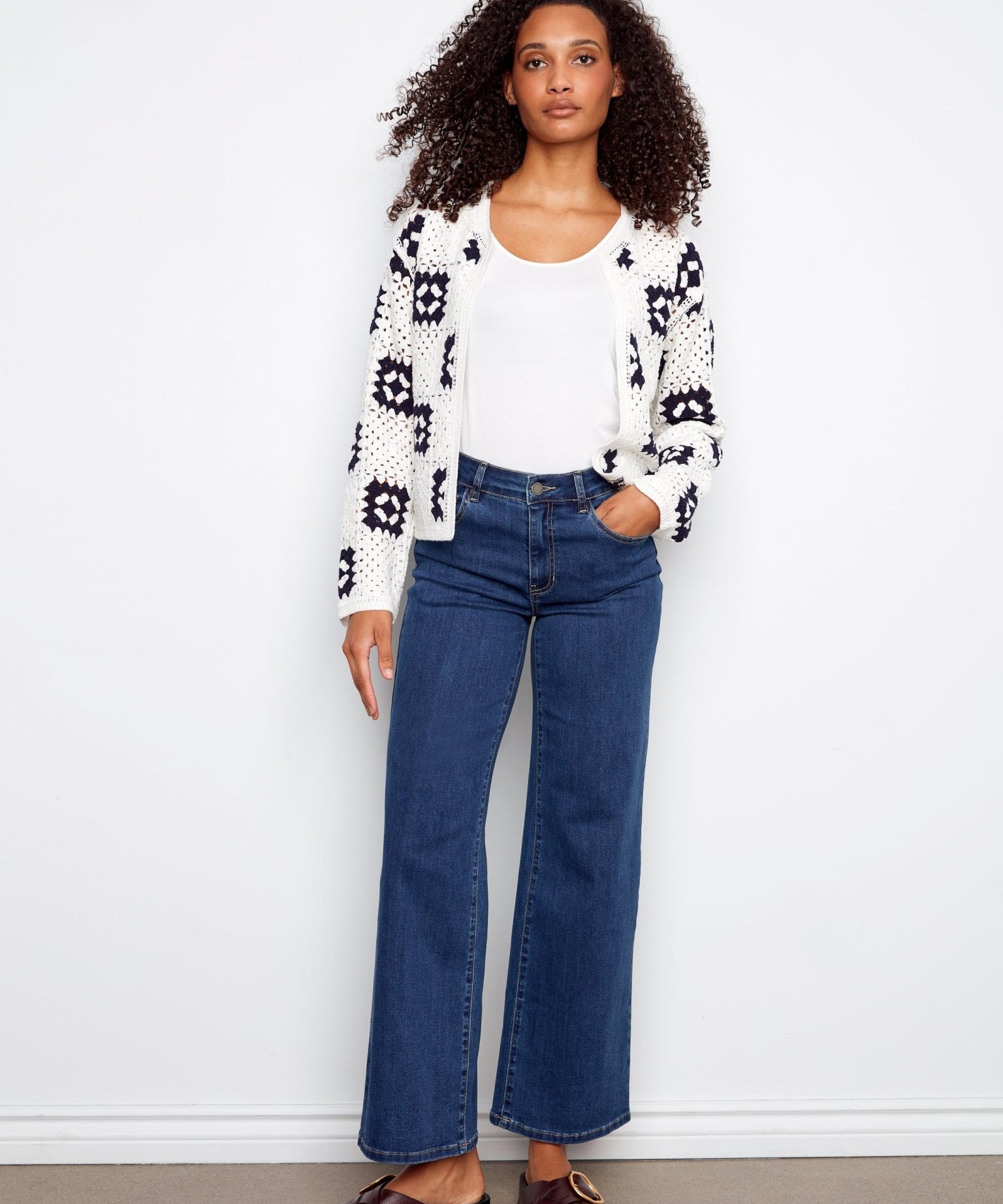 Square Crochet Cardigan - White - Charlie B - 690178746420 - Sugar River Shoppe - 