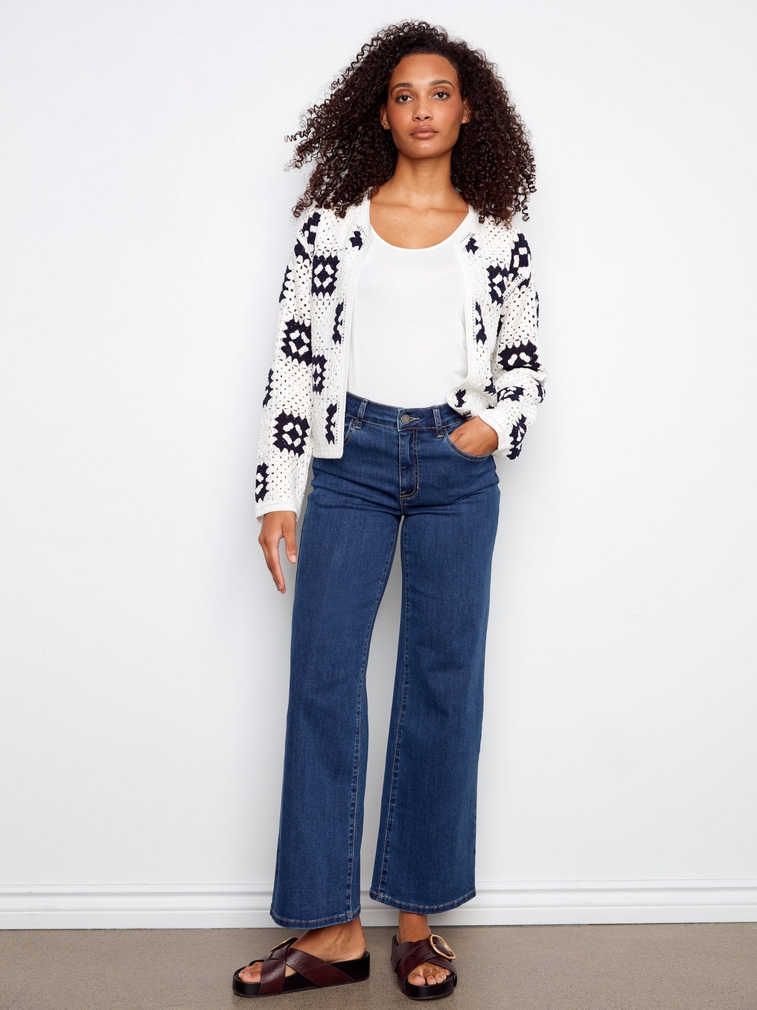 Square Crochet Cardigan - White - Charlie B - 690178746420 - Sugar River Shoppe - 