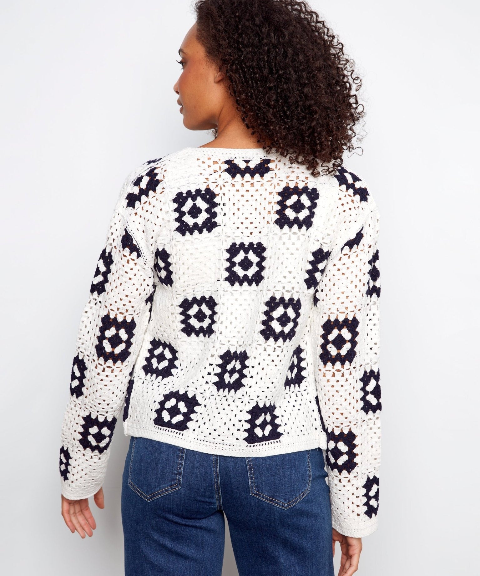 Square Crochet Cardigan - White - Charlie B - 690178746420 - Sugar River Shoppe - 