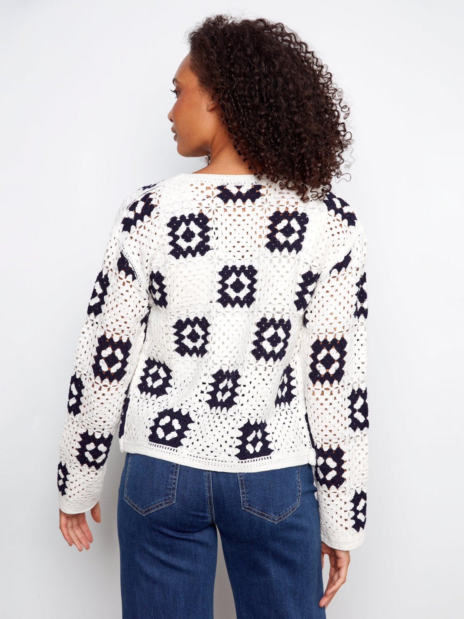 Square Crochet Cardigan - White - Charlie B - 690178746420 - Sugar River Shoppe - 