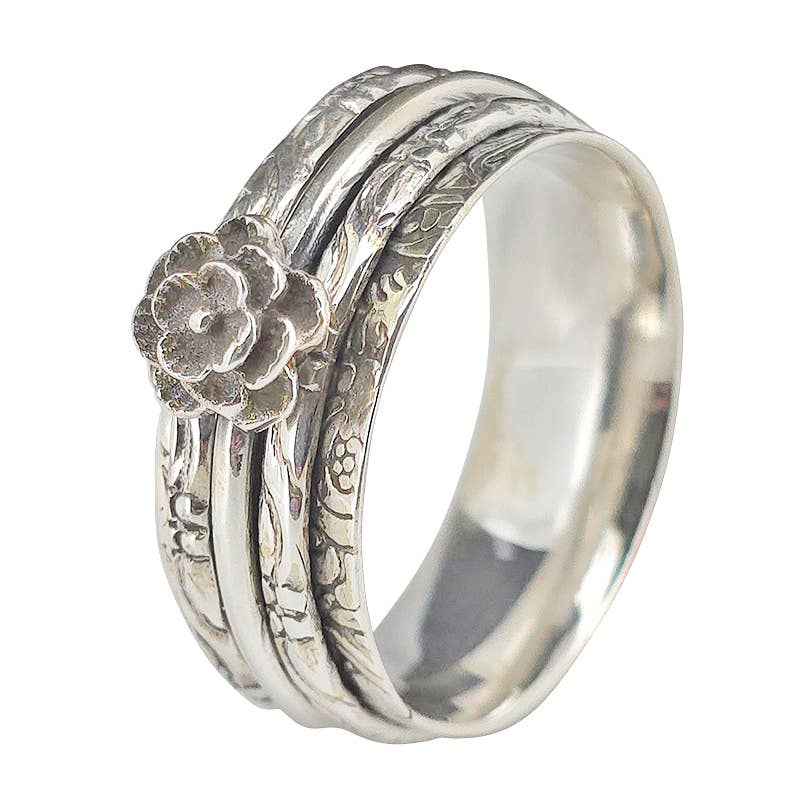 Sterling Silver Rose Spinner Ring - Amberman - 89047080 - Sugar River Shoppe - 