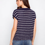 Striped Cap Sleeve Knit Top - Navy - Charlie B - 690178725166 - Sugar River Shoppe - 