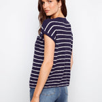 Striped Cap Sleeve Knit Top - Navy - Charlie B - 690178725166 - Sugar River Shoppe - 