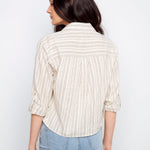 Striped Cotton - Linen Blend Shirt with Front Twist - Charlie B - 690178724565 - Sugar River Shoppe - 