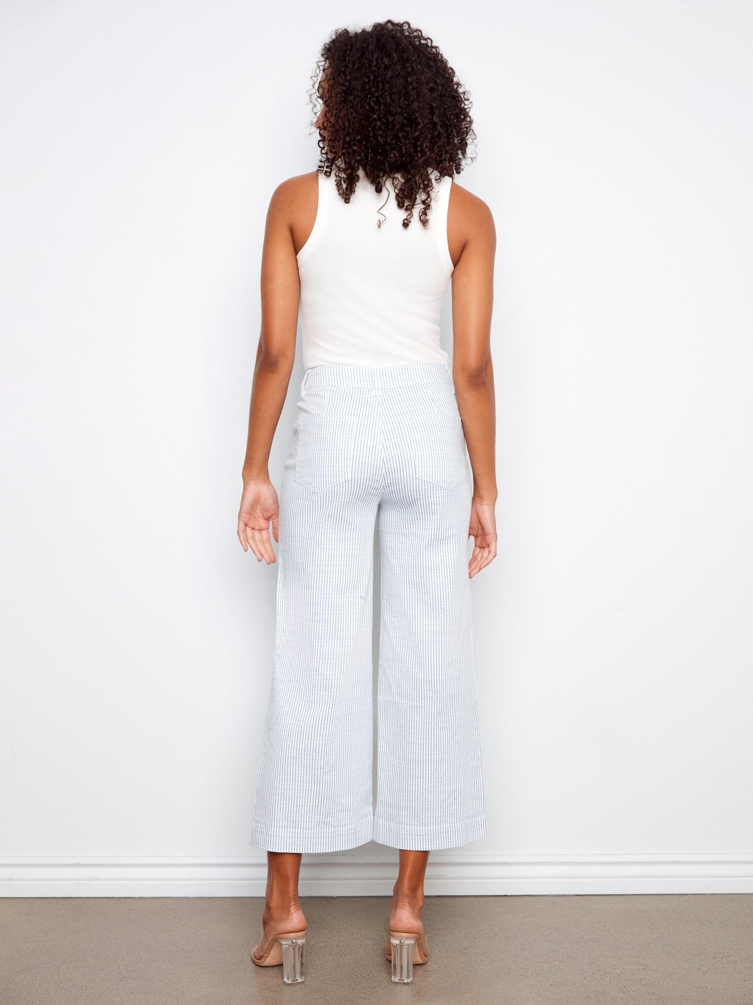 Striped Cropped Patch Pocket Flare Twill Pants - Charlie B - 690178728297 - Sugar River Shoppe - 