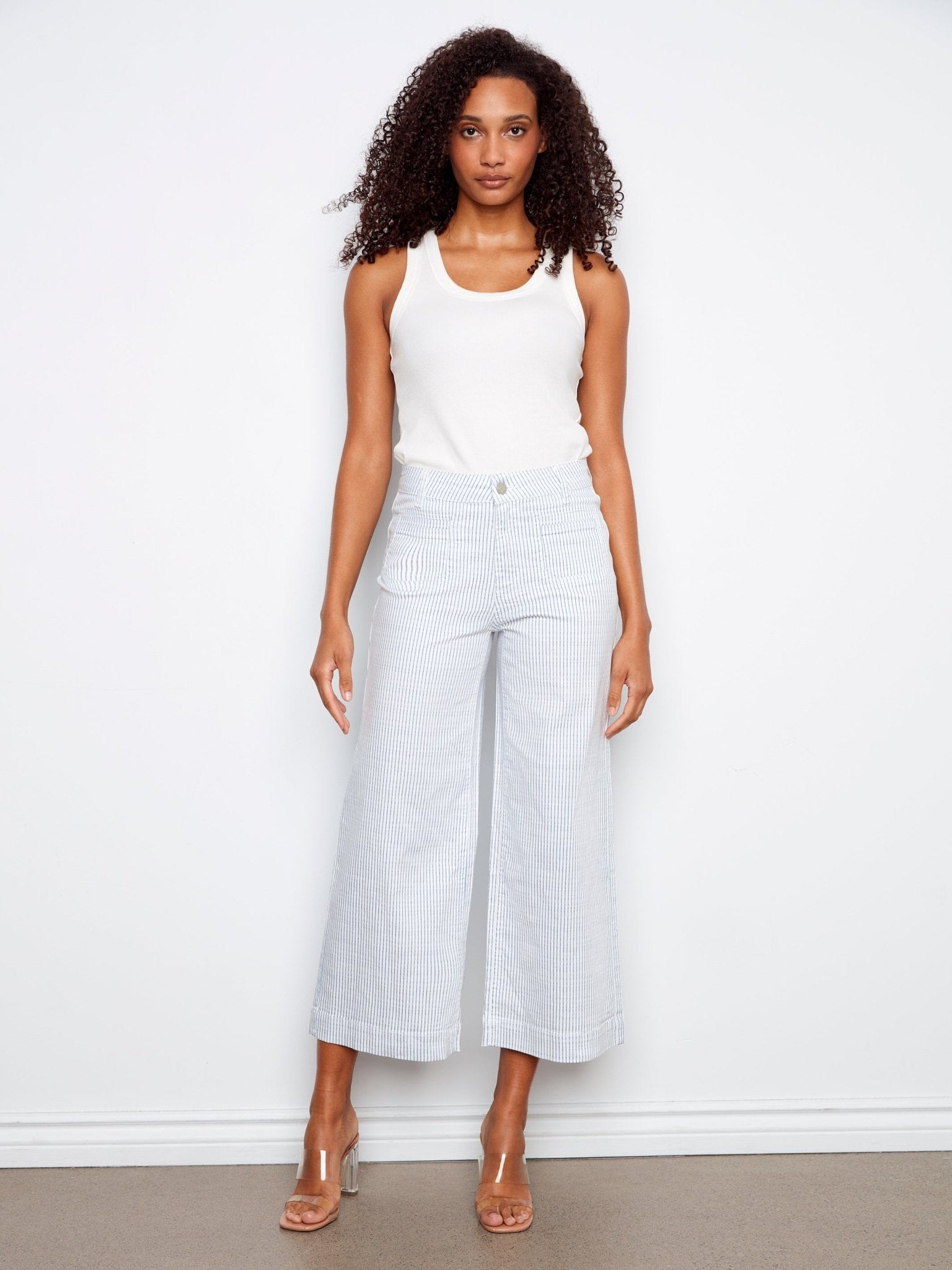 Striped Cropped Patch Pocket Flare Twill Pants - Charlie B - 690178728297 - Sugar River Shoppe - 