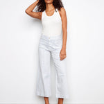 Striped Cropped Patch Pocket Flare Twill Pants - Charlie B - 690178728297 - Sugar River Shoppe - 