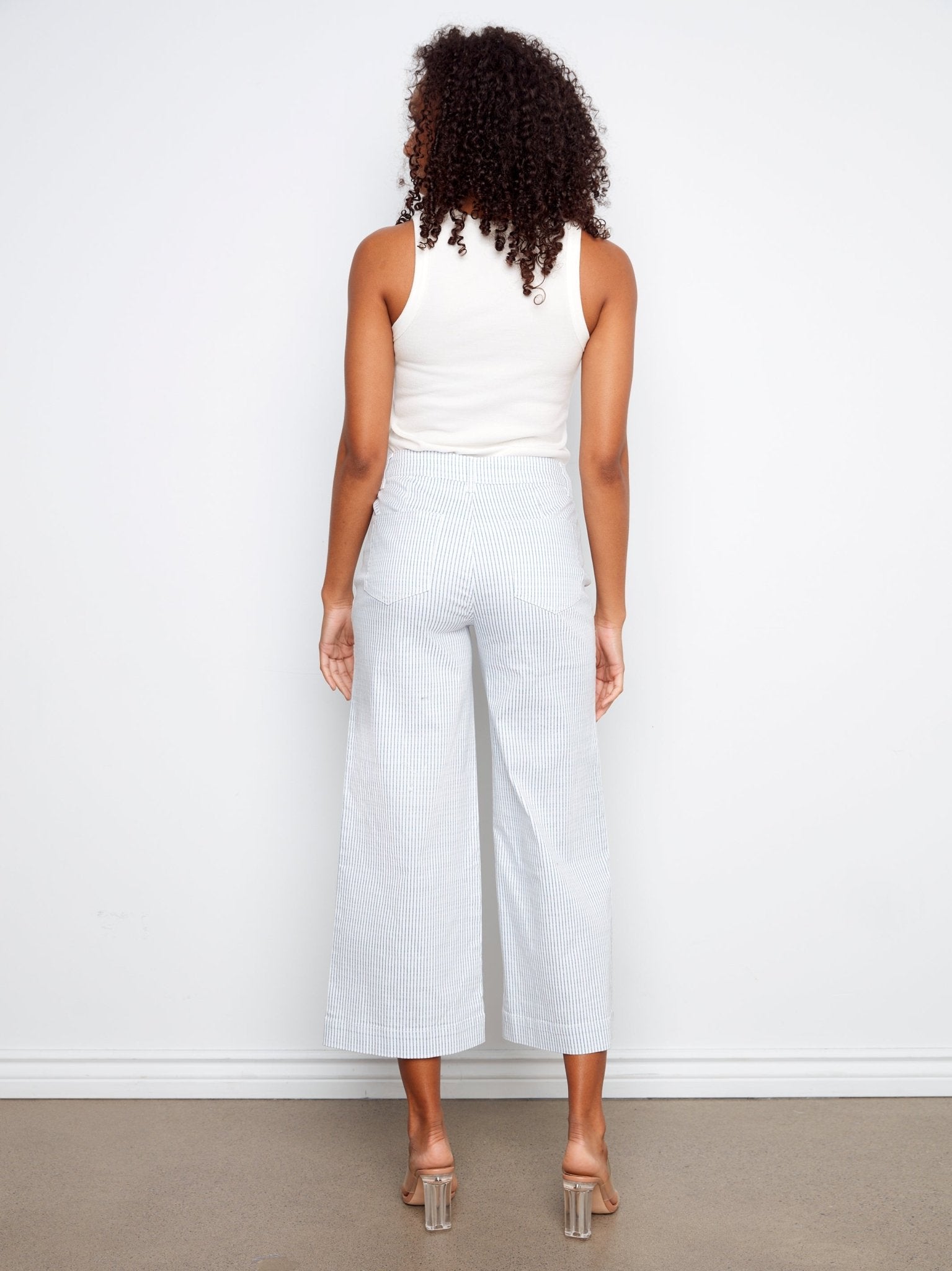 Striped Cropped Patch Pocket Flare Twill Pants - Charlie B - 690178728297 - Sugar River Shoppe - 
