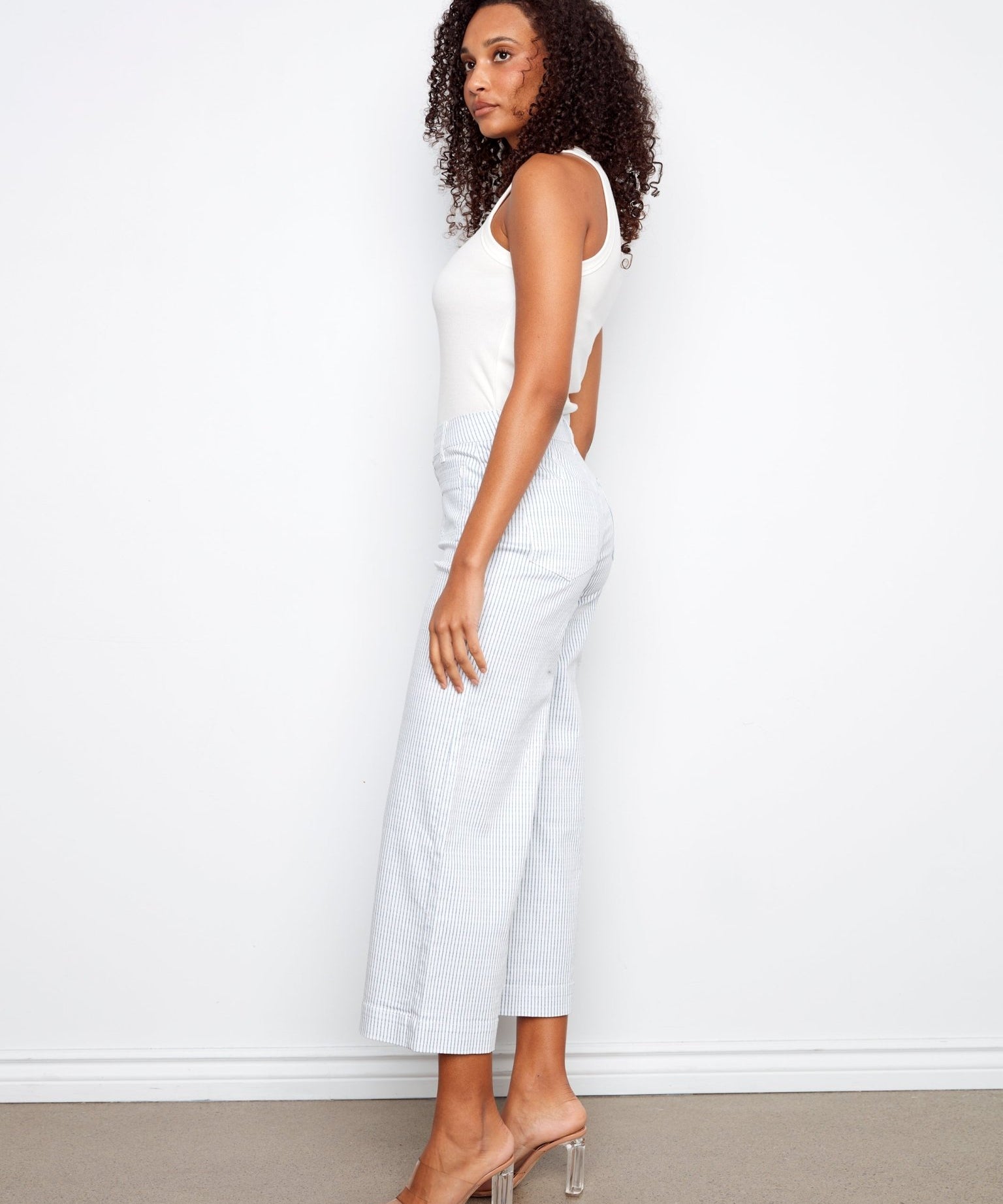 Striped Cropped Patch Pocket Flare Twill Pants - Charlie B - 690178728297 - Sugar River Shoppe - 