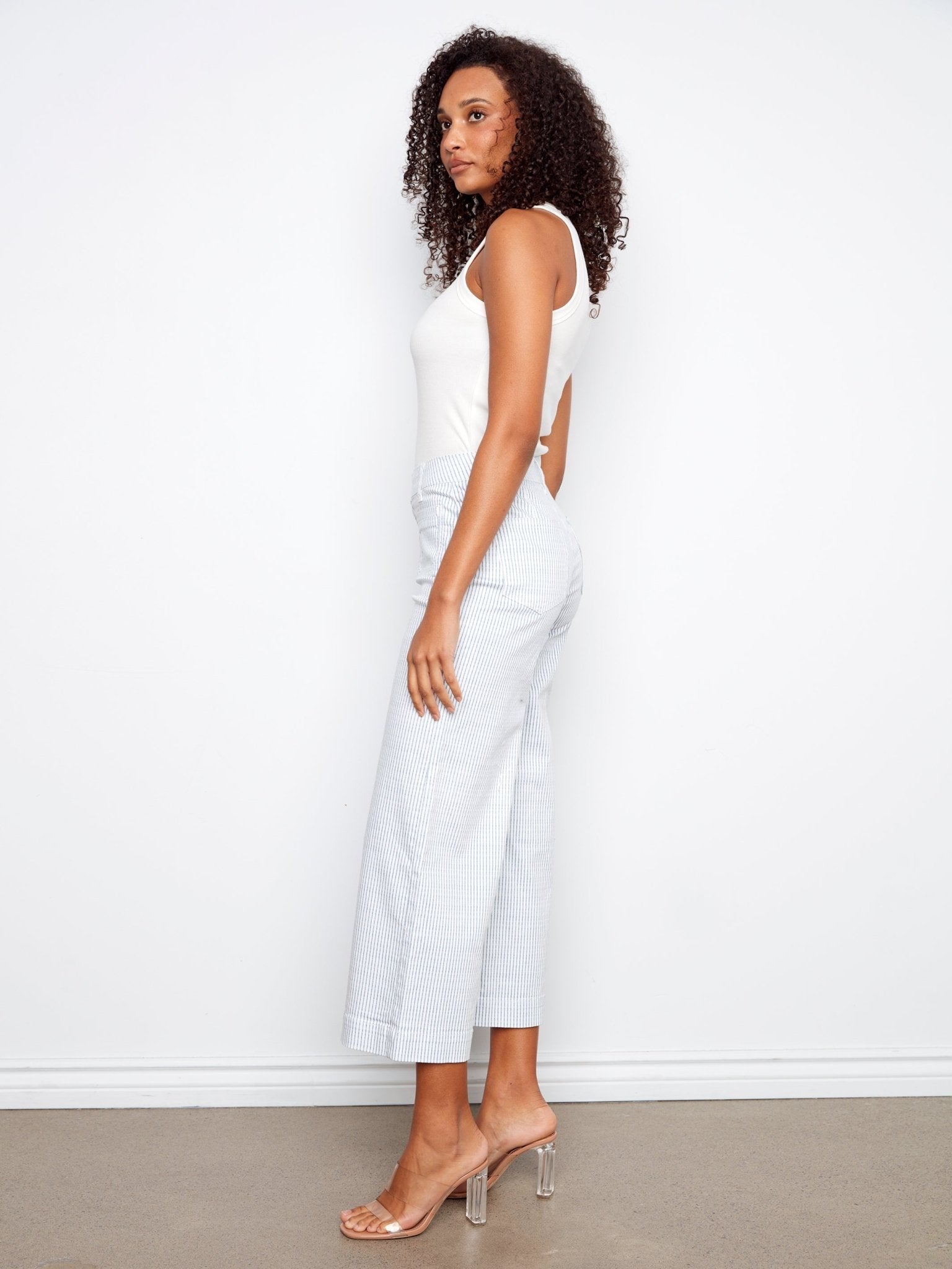 Striped Cropped Patch Pocket Flare Twill Pants - Charlie B - 690178728297 - Sugar River Shoppe - 