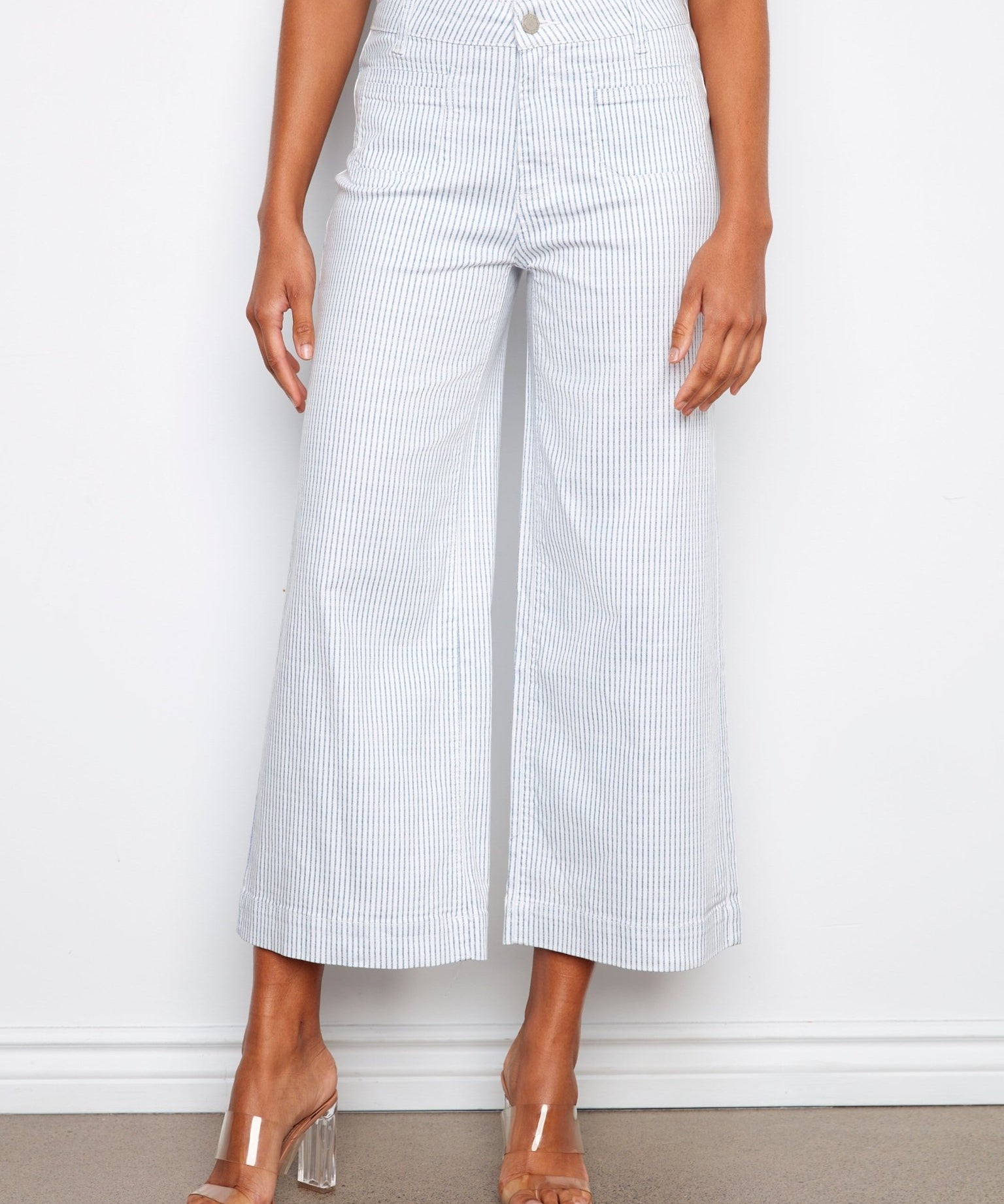 Striped Cropped Patch Pocket Flare Twill Pants - Charlie B - 690178728297 - Sugar River Shoppe - 