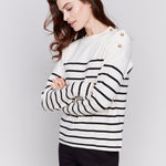 Striped Jacquard Crew Neck Sweater - Charlie B - 690178544705 - Sugar River Shoppe - 