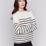 Striped Jacquard Crew Neck Sweater - Charlie B - 690178544705 - Sugar River Shoppe - 