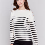 Striped Jacquard Crew Neck Sweater - Charlie B - 690178544705 - Sugar River Shoppe - 