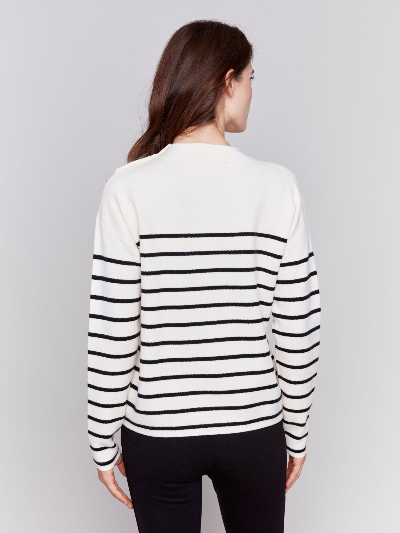 Striped Jacquard Crew Neck Sweater - Charlie B - 690178544705 - Sugar River Shoppe - 