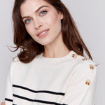Striped Jacquard Crew Neck Sweater - Charlie B - 690178544705 - Sugar River Shoppe - 