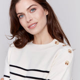 Striped Jacquard Crew Neck Sweater - Charlie B - 690178544705 - Sugar River Shoppe - 