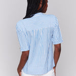 Striped Short Sleeve Popover Blouse - Charlie B - 690178621758 - Sugar River Shoppe - 