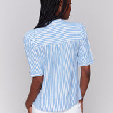 Striped Short Sleeve Popover Blouse - Charlie B - 690178621758 - Sugar River Shoppe - 