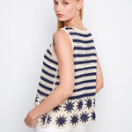 Striped Sleeveless Crochet Top with Floral Hem - Charlie B - 690178761874 - Sugar River Shoppe - 
