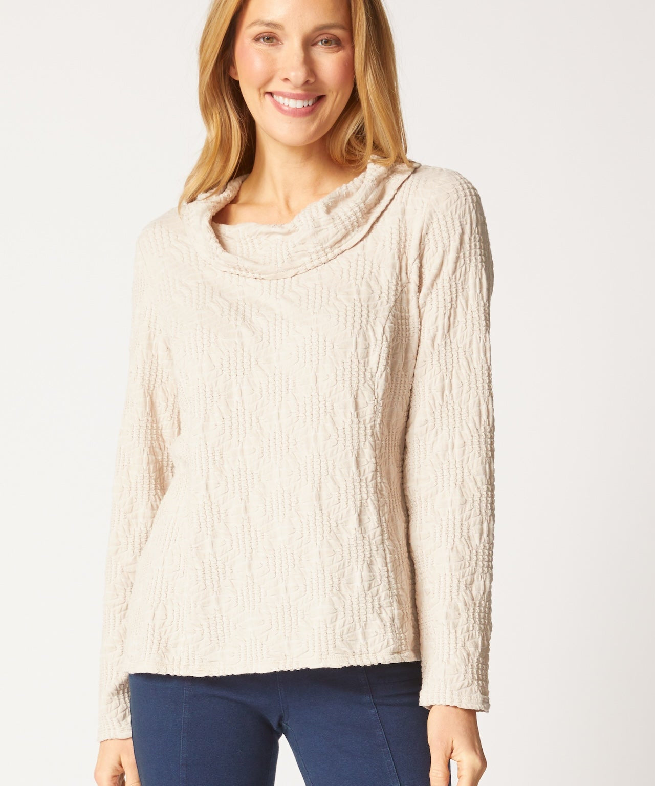 Sunburst Knit Cowl Seamed Tee - Habitat - 194451618737 - Sugar River Shoppe - 